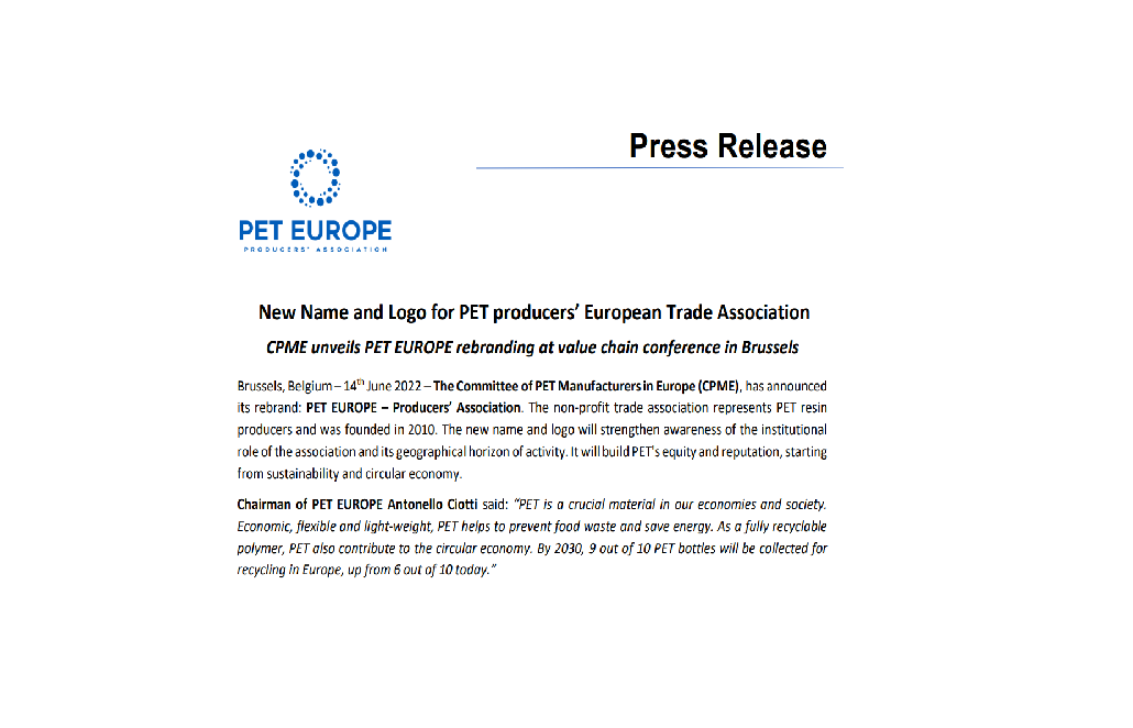petcore europe PET CPME circularity